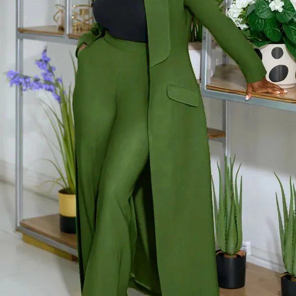 CM.YAYA Women's Set Full Sleeve X-Long Blazer Coat+ Long Pant Suit 2025 Spring Streetwear Two 2 Piece Set Africa OL Work Outfits