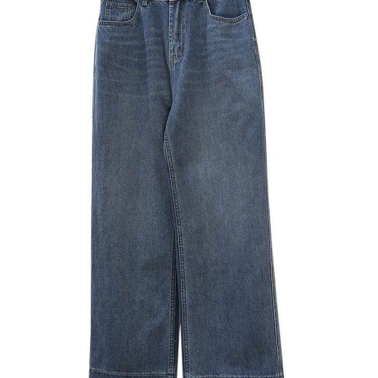 [LANMREM] Vintage Washed Jeans For Woemn High Waist Wide Leg Pants Fashion Streetwear Loose Female Trousers Spring New 26D4