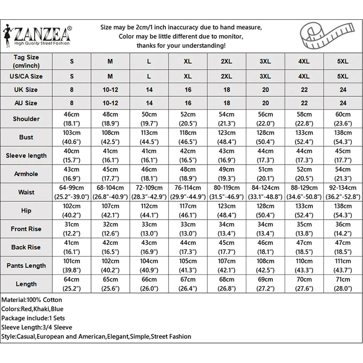 Plus Size ZANZEA Bohemian Matching Sets Casual Printed 2pcs Suits 2023 Women 3/4 Sleeve Tops Tracksuit Autumn Wide Leg Pant Sets