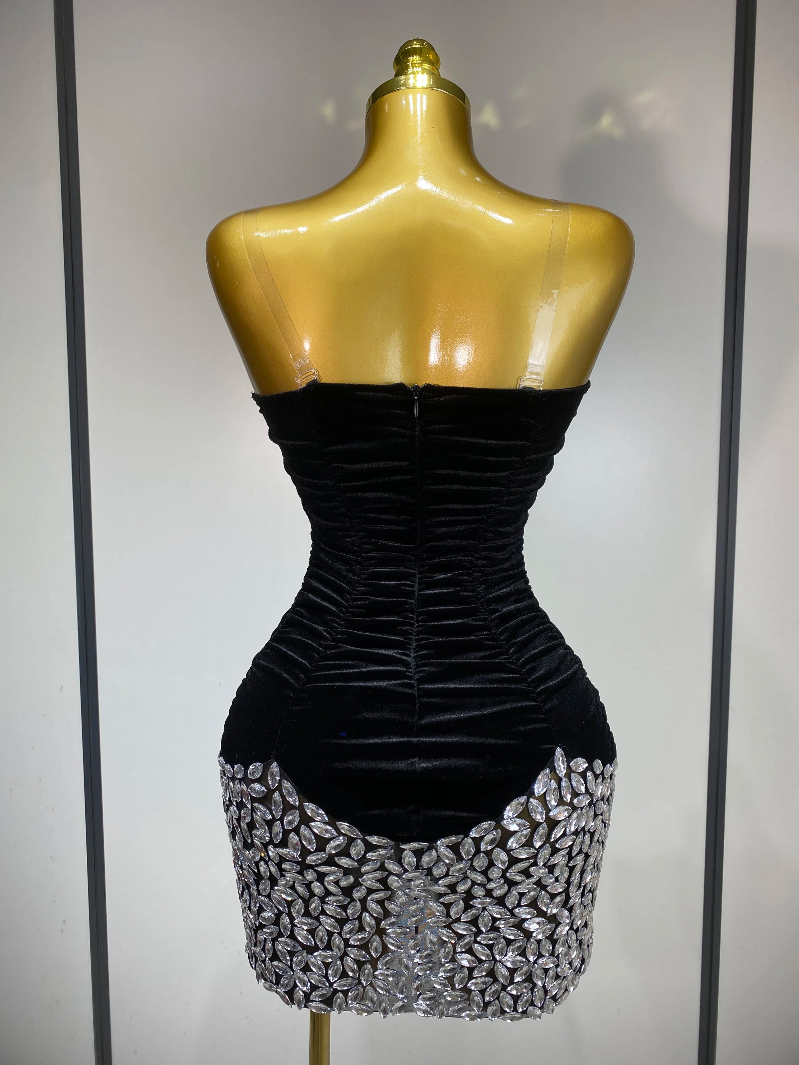 Women Sexy Bodycon Mini Dress Nightclub Elegant Evening Party Birthday Dress 2025 Celebrity Singer Shining Diamond Stage Costume