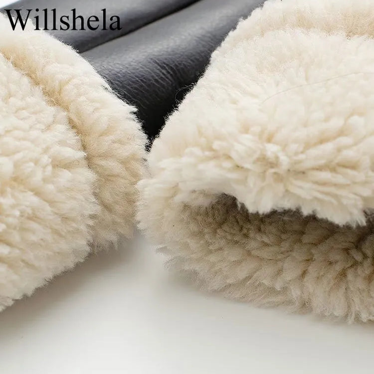 Willshela Women Fashion Solid Front Zipper Jackets Vintage Lapel Neck Long Sleeves Female Chic Lady Outfits