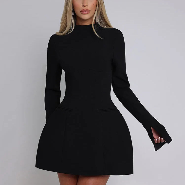 Articat Elegant Long Sleeved Bodycon Women Dress Sexy Slim Backless Mini Vestido Autumn And Winter New 2025 Party Evening Dress