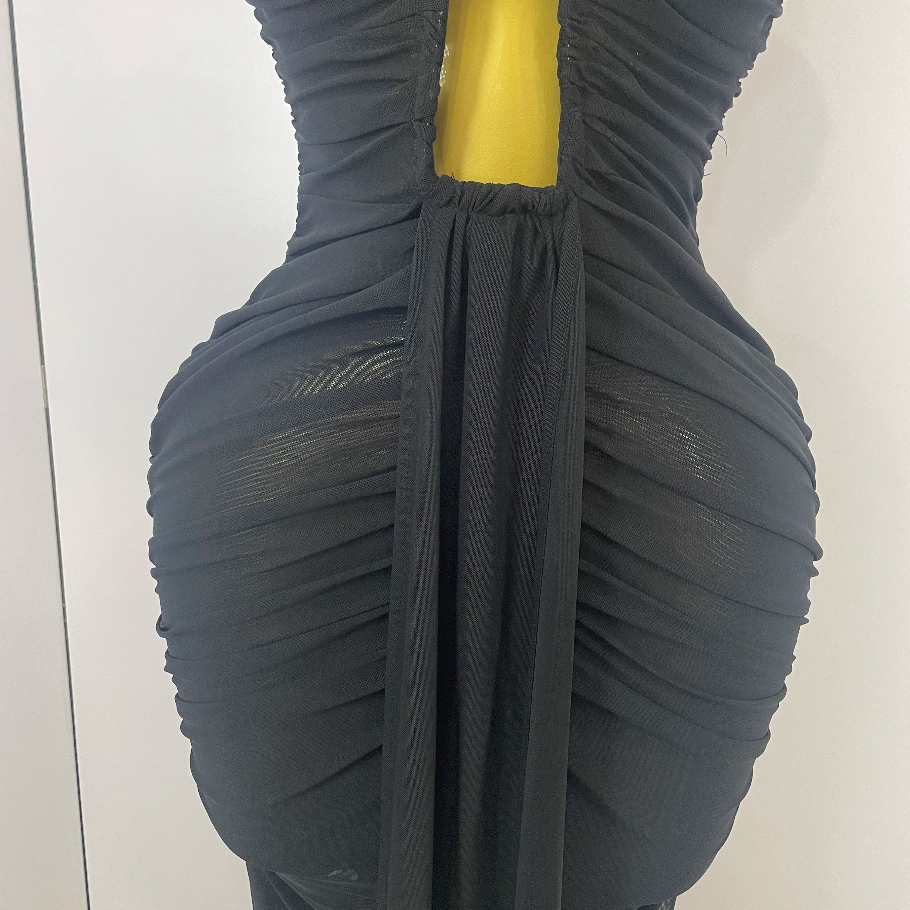 Sexy Sleeveless O-Neck Bodycon Mesh Long Dress 2025 Women Hollow Out Celebrate Fashion Show Celebrity Evening Party Club Dress