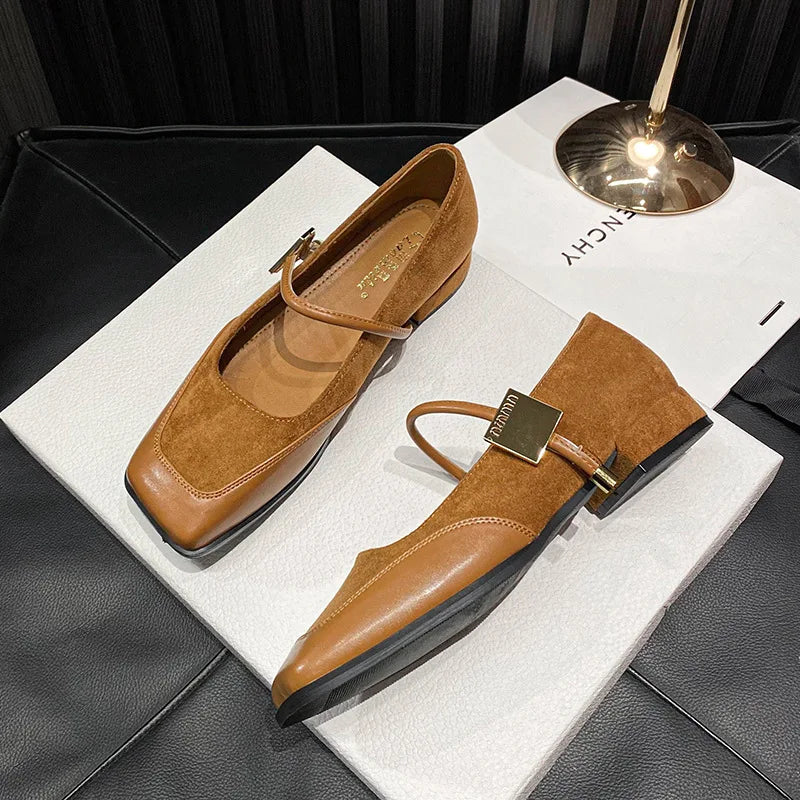 2024 New Women's Low Heel Square Toe Pumps - Fashion Office Work Shoes Spring/Autumn Comfort Slip-On Flats