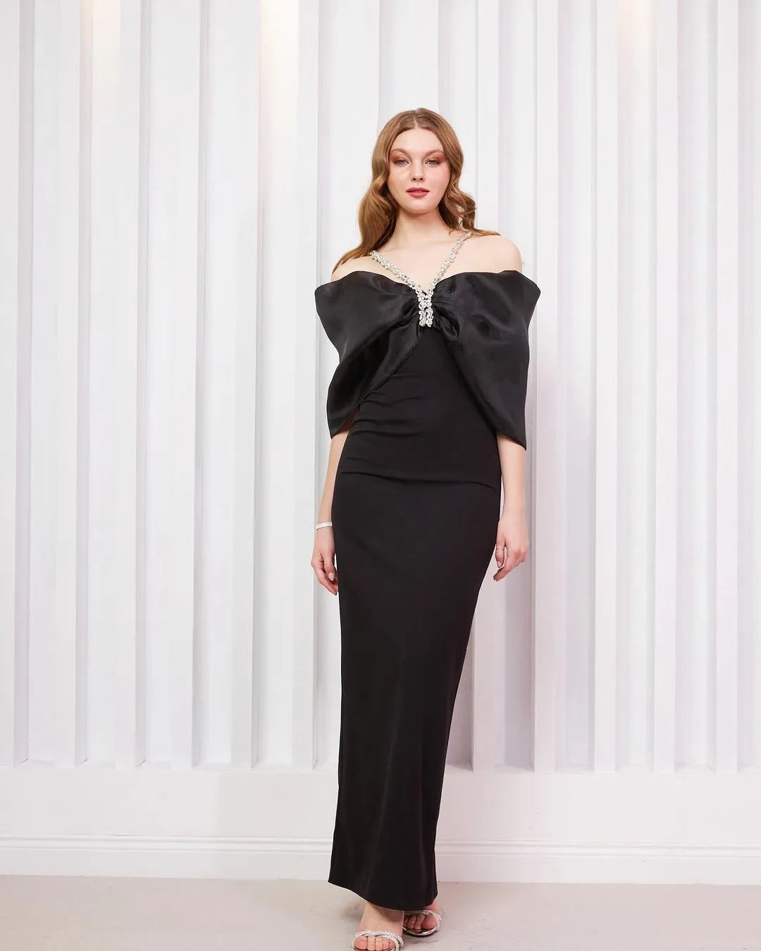 2025 New Fashion Rosered Color Women Sexy Off the Shoulder Bodycon Long Bandage Dress Nightclub Party Celebrate Dress black