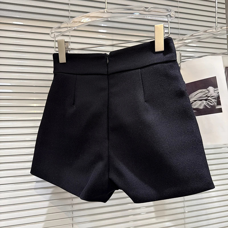 Winter New Niche Design Heart-shaped Rhinestone Buckle Thickened High-waisted Shorts For Women Female Trendy 11A07474