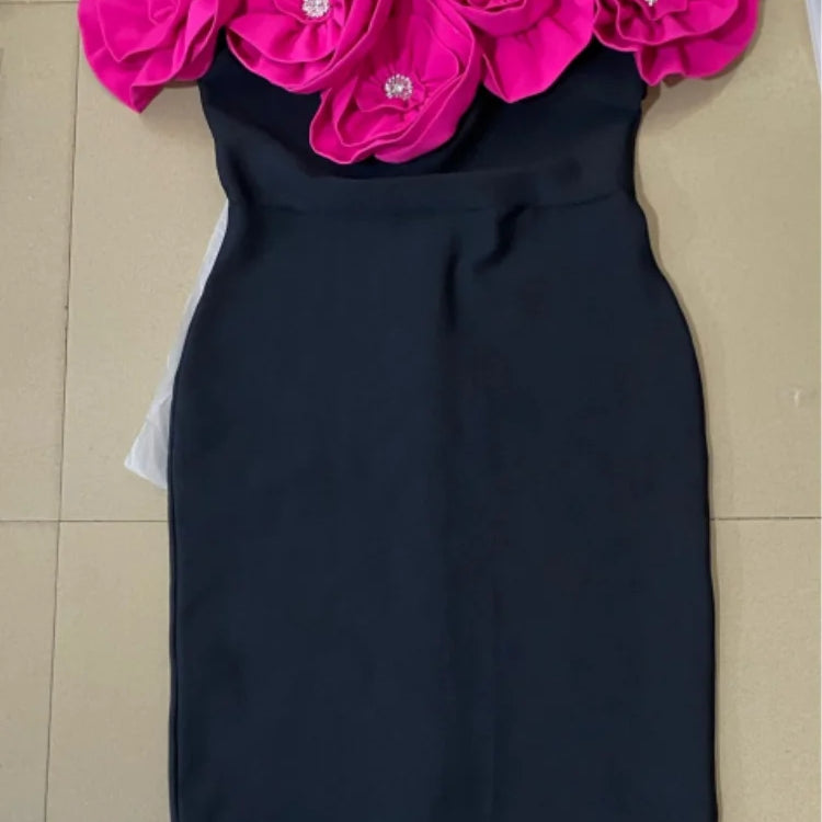 RoseRed Color Women Sexy Off the Shoulder Big Florals Bandage Bodycon Long Dress Elegant Eevning Party Birthday Homecoming Dress
