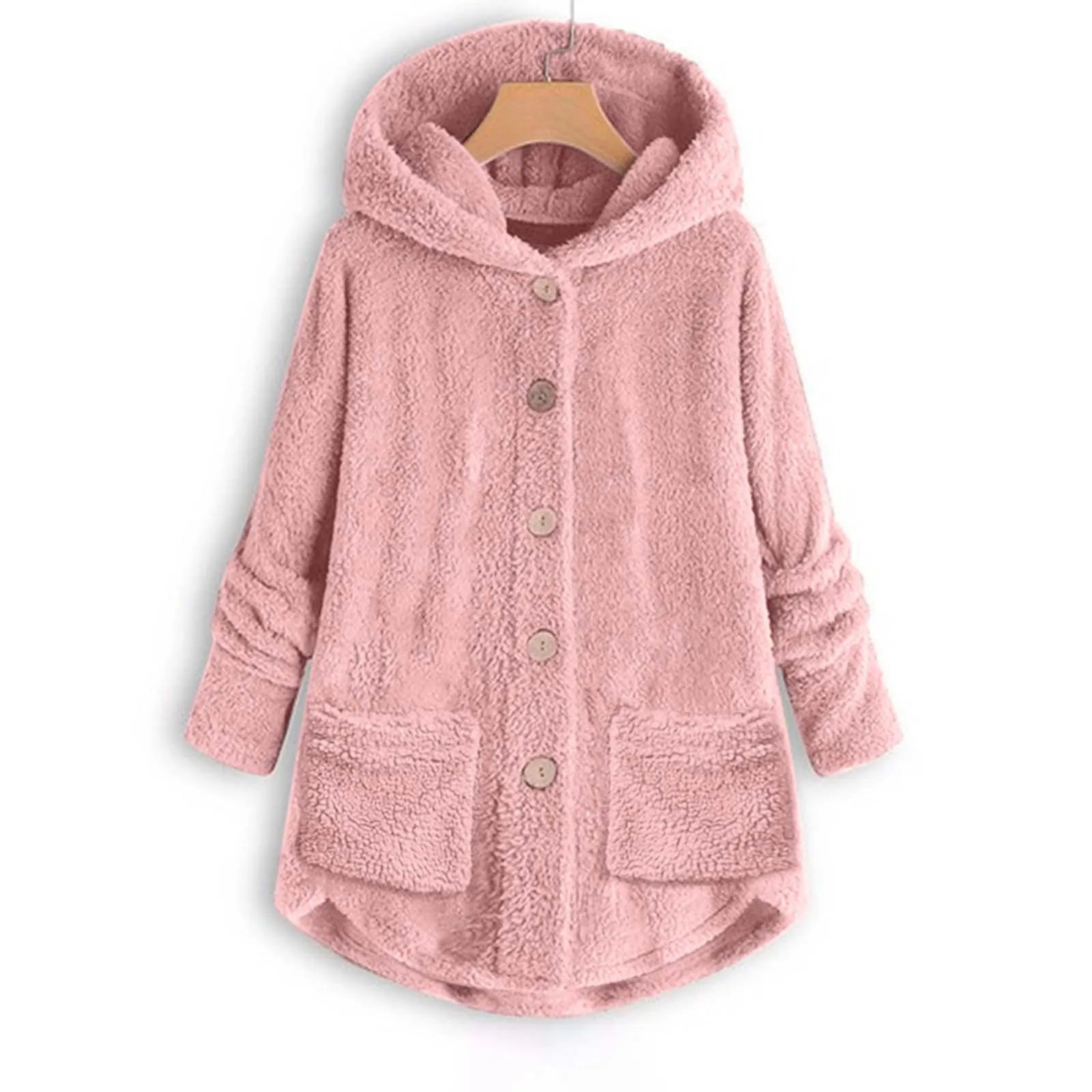 Women's Coat Winter Coat Fashion Plush Pocket Irregular Long Sleeve Keep Cat Ears Warm Coat
