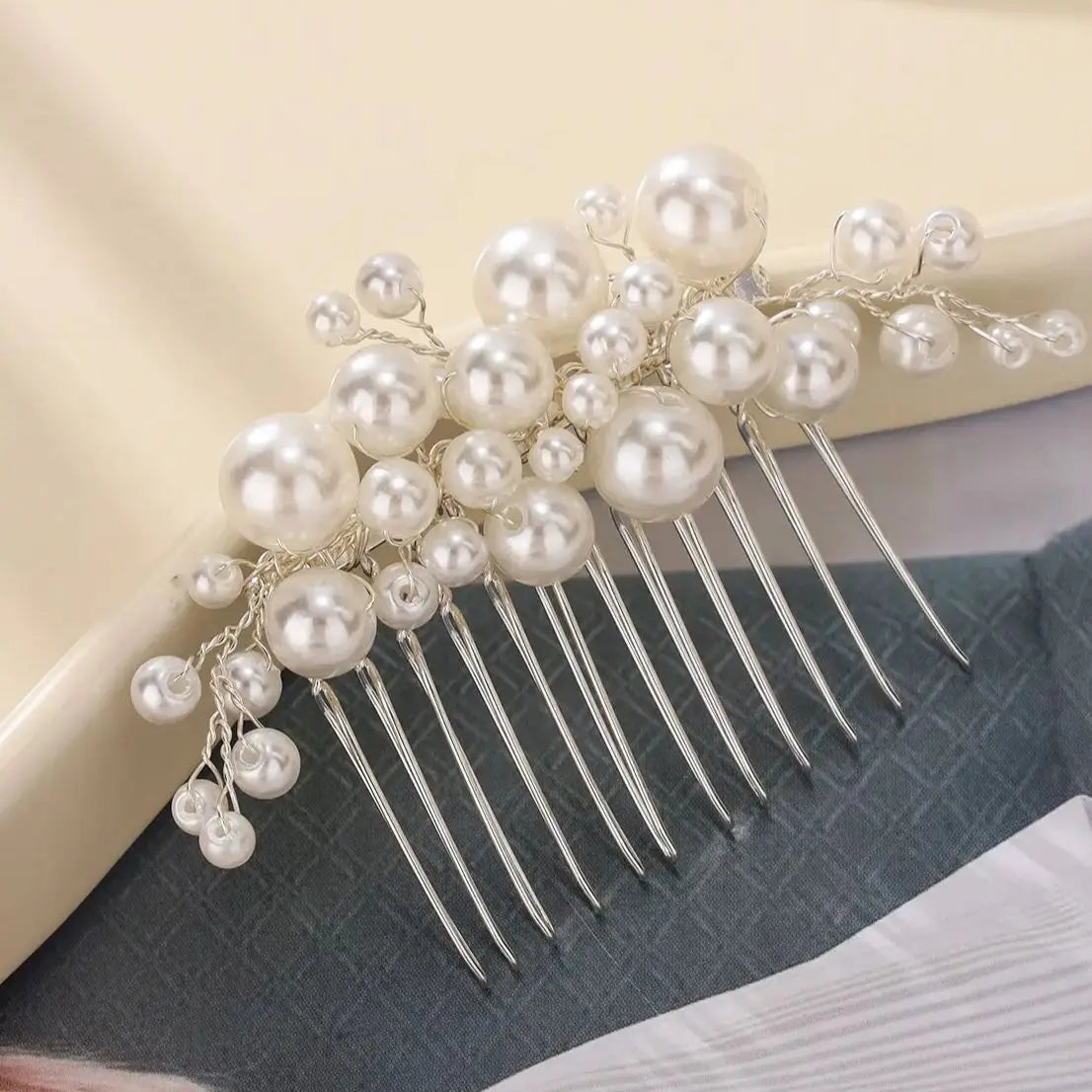 Elegant pearl wedding hair comb bridal side comb piece wedding hair ornament for women and girls