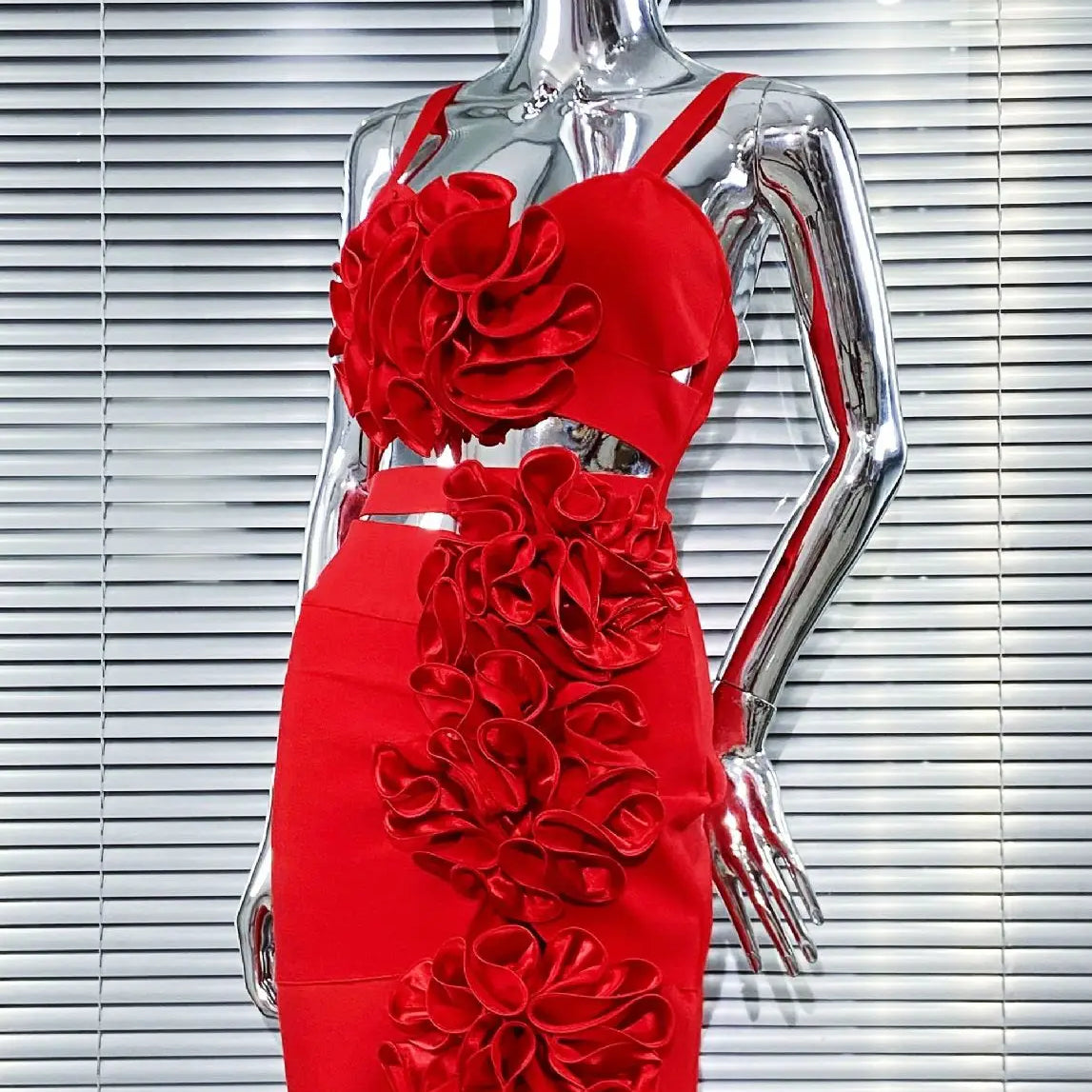 Red Color Women Sleeveless Sexy Strap Florals Bodycon Mini Bandage Dress Nightclub Party Celebrate Outfit Vestido