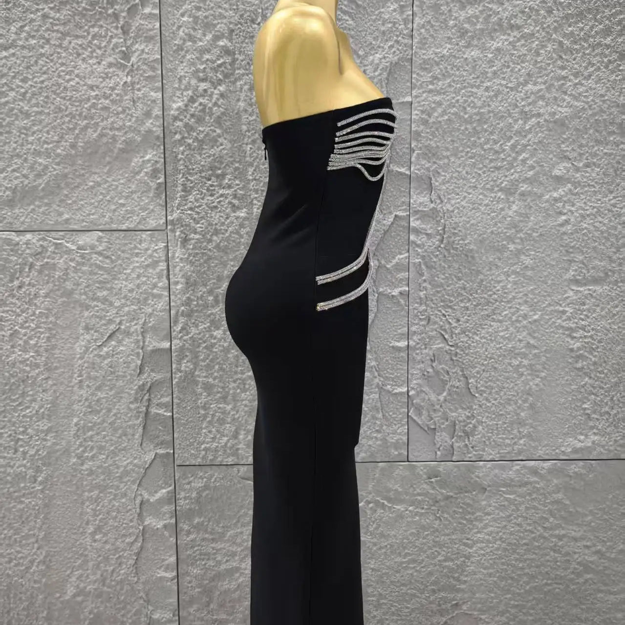 High Women Sexy Strapless Shinning Sequins Bodycon Long Bandage Dress Celebrate Evening Party Cocktail Outfit Vestido