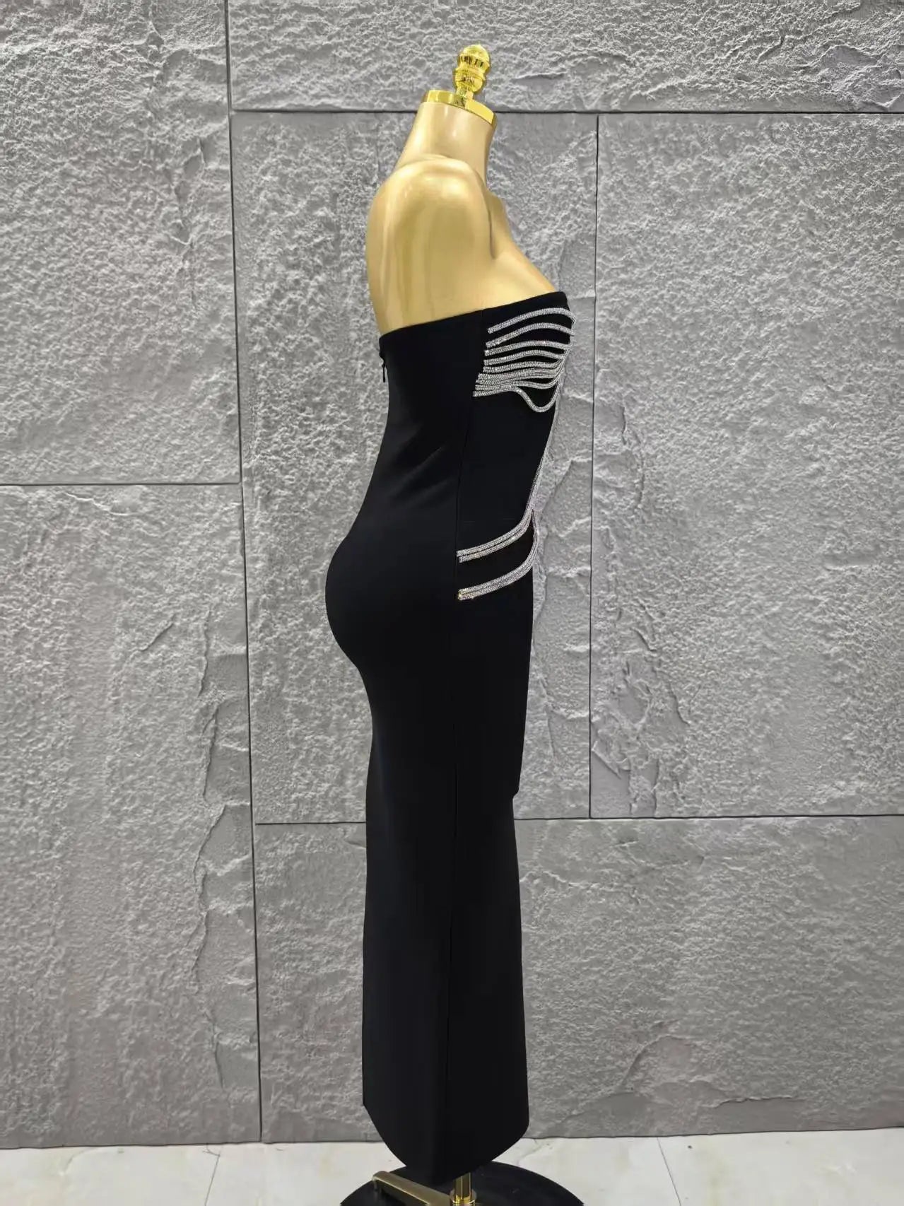 High Women Sexy Strapless Shinning Sequins Bodycon Long Bandage Dress Celebrate Evening Party Cocktail Outfit Vestido