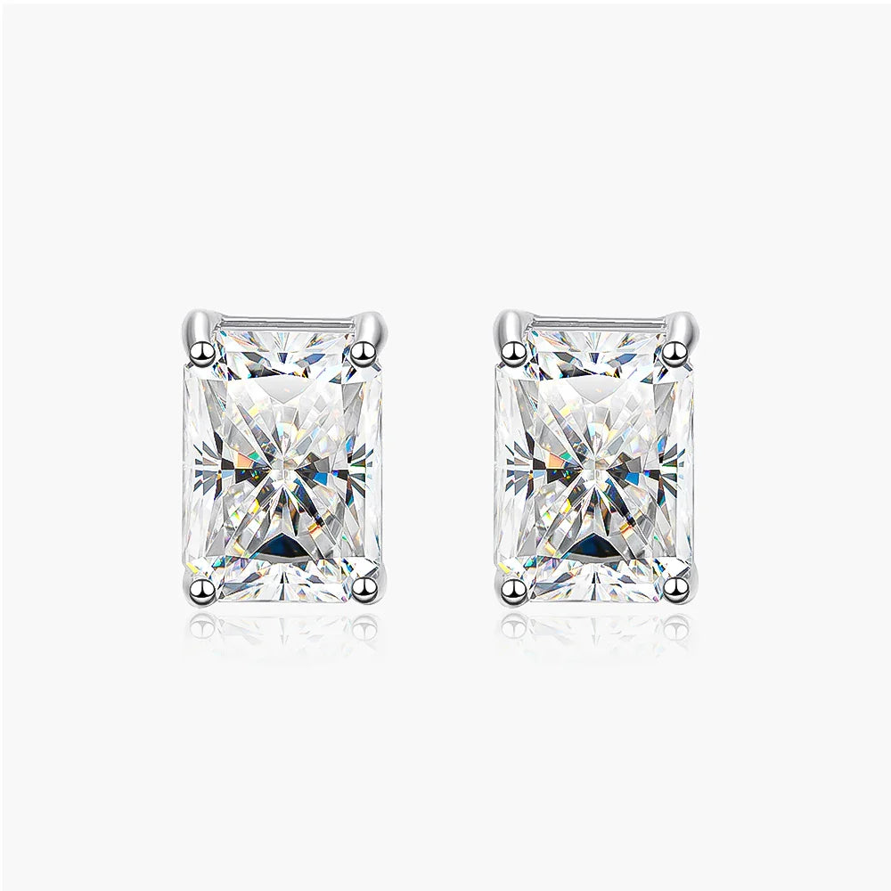 OEVAS Elegant Solid 925 Sterling Silver Moissanite Gemstone White Gold Earrings Ear Stud For Women Gifts Fine Jewelry Wholesale WHITE