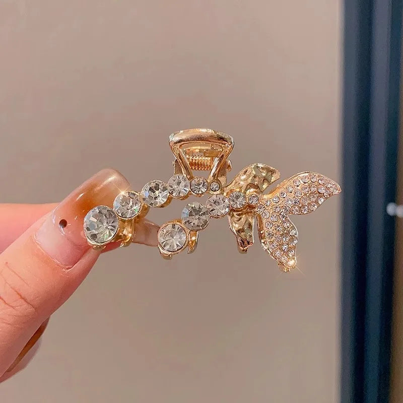 Mini Pearl Hair Claws Clips for Women Elegant Rhinestone Headwear Hairpins Hair Crab Barrettes Hair Accessories for Women L One Size