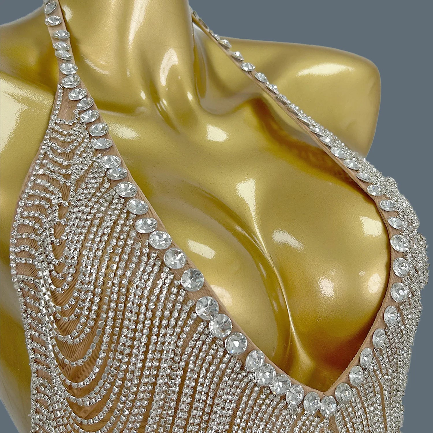 Sparkly Crystal Fringes Prom Dress Sexy Mesh Velvet Party Nightclub Birthday Outfit Performance Dance Costume Stage Wear Yuanpan