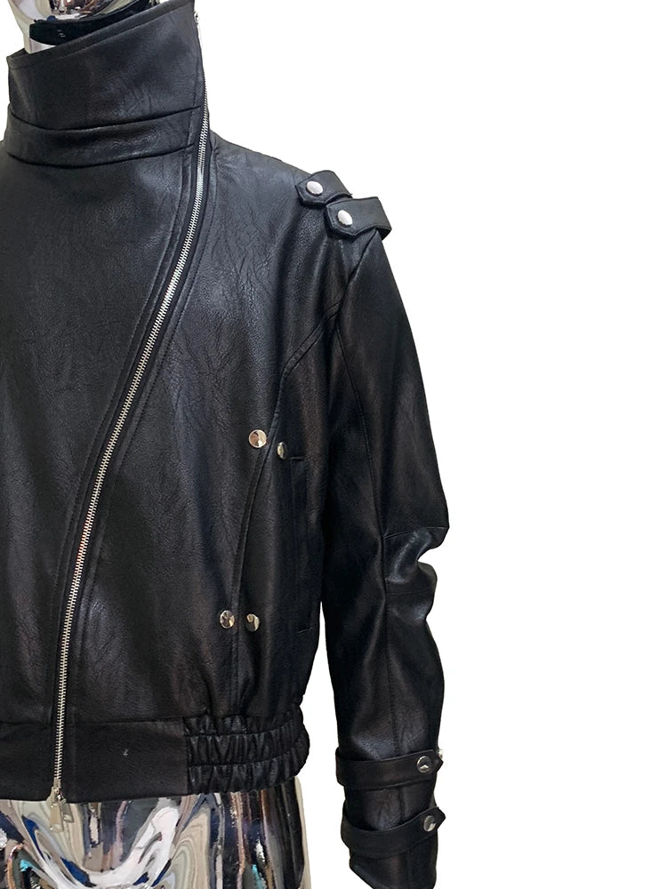 Mauroicardi Spring Autumn Cool Windproof Short Black Faux Leather Jacket Men Zipper Chic Luxury Designer Clothes Streetwear 2025