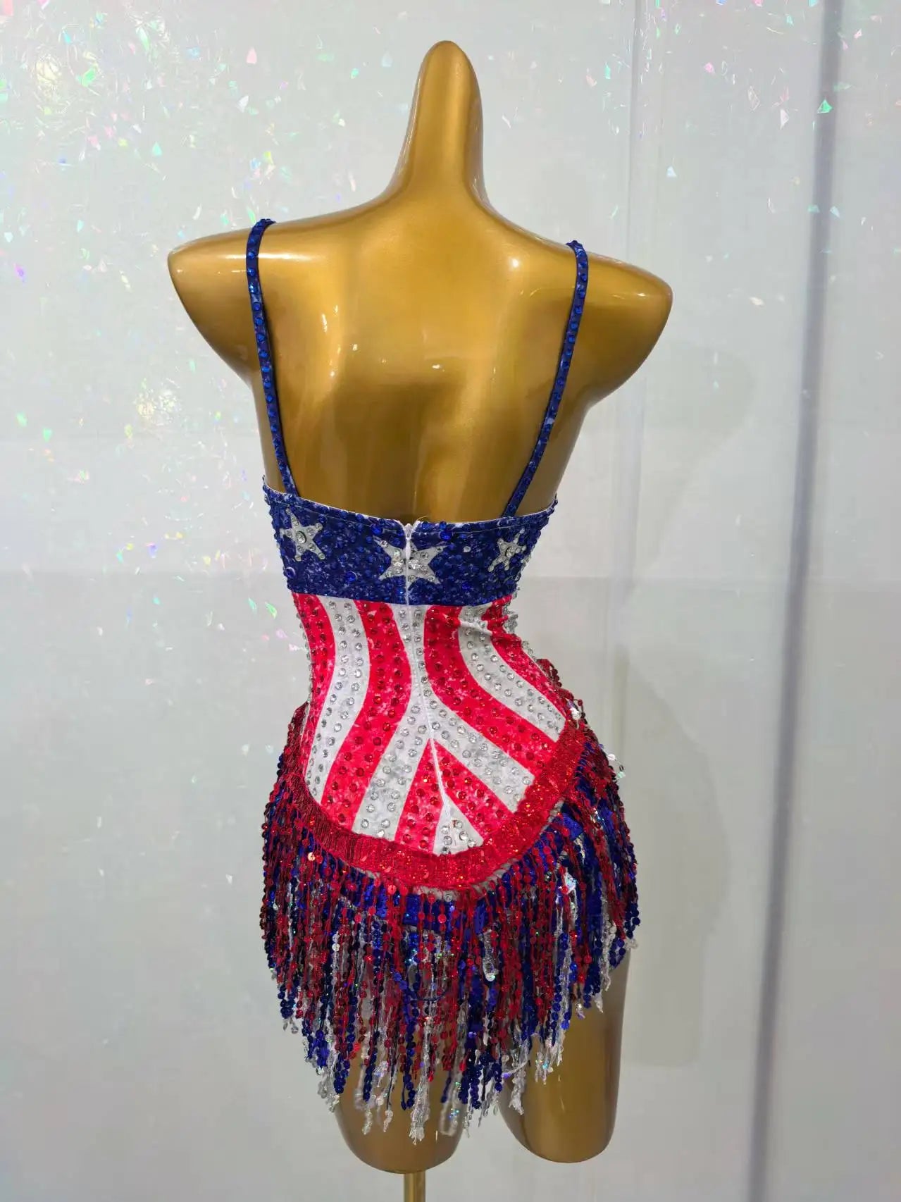 Maxituan Five Pointed Star Sparkly Rhinestone Tassel Bodysuit Sexy Women gig Performance Outfit Ladies Latino Dance Team Leotard