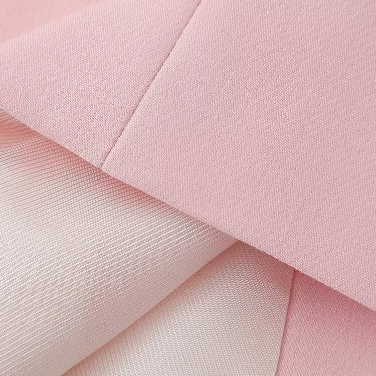 TRAF Spring Elegant Women Pink Y2K Short Blazer Metal Flower Button Long Sleeve Female Suit Jacket Turn Down Collar Tops