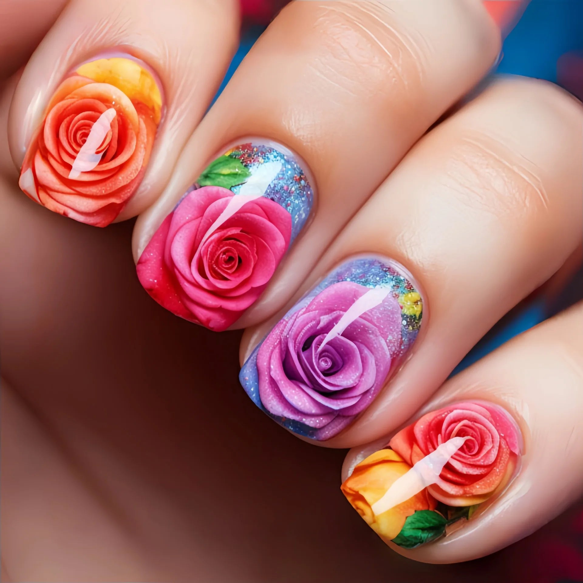 24pcs/set Short Medium long fake nails for women girls Spring summer flowers butterfly flamingo blue pink press on false nails 2028