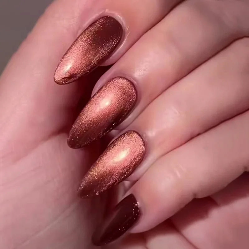 24pcs/set short medium fake nails square ballet tips new year red gradient colors with glitters faux ongles press on false nail 1633