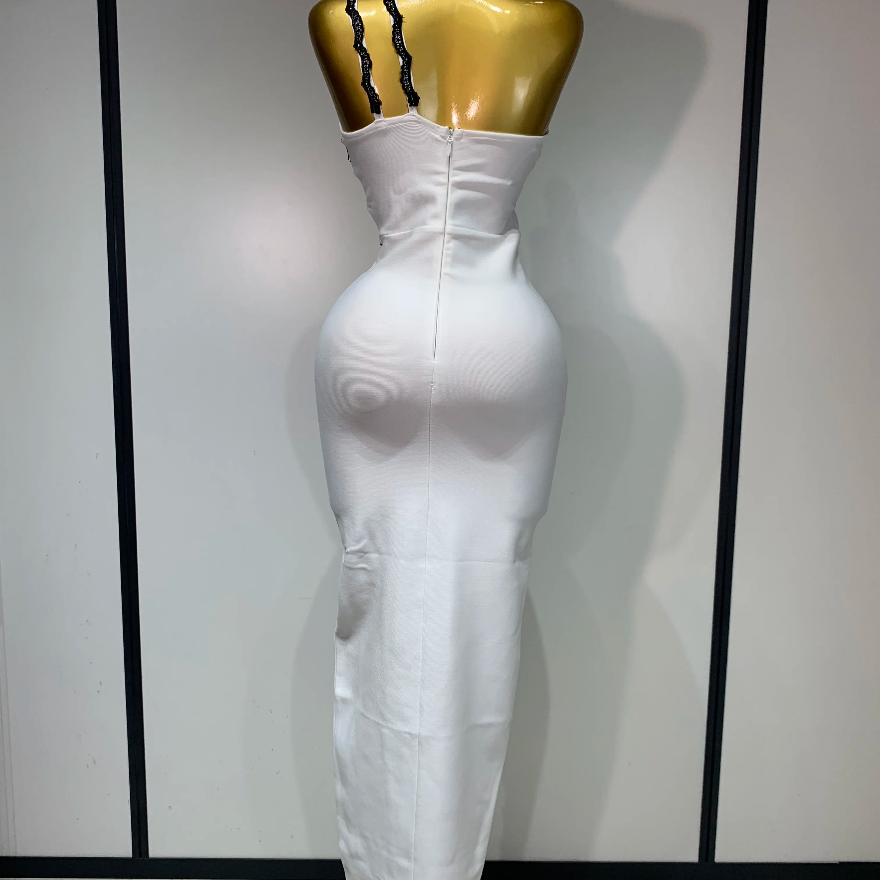 Women New Designer Black Lace Bodycon Bandage Dress Luxury Birthday Party Dresses Elegant Long Celebrity Evening Prom Gowns