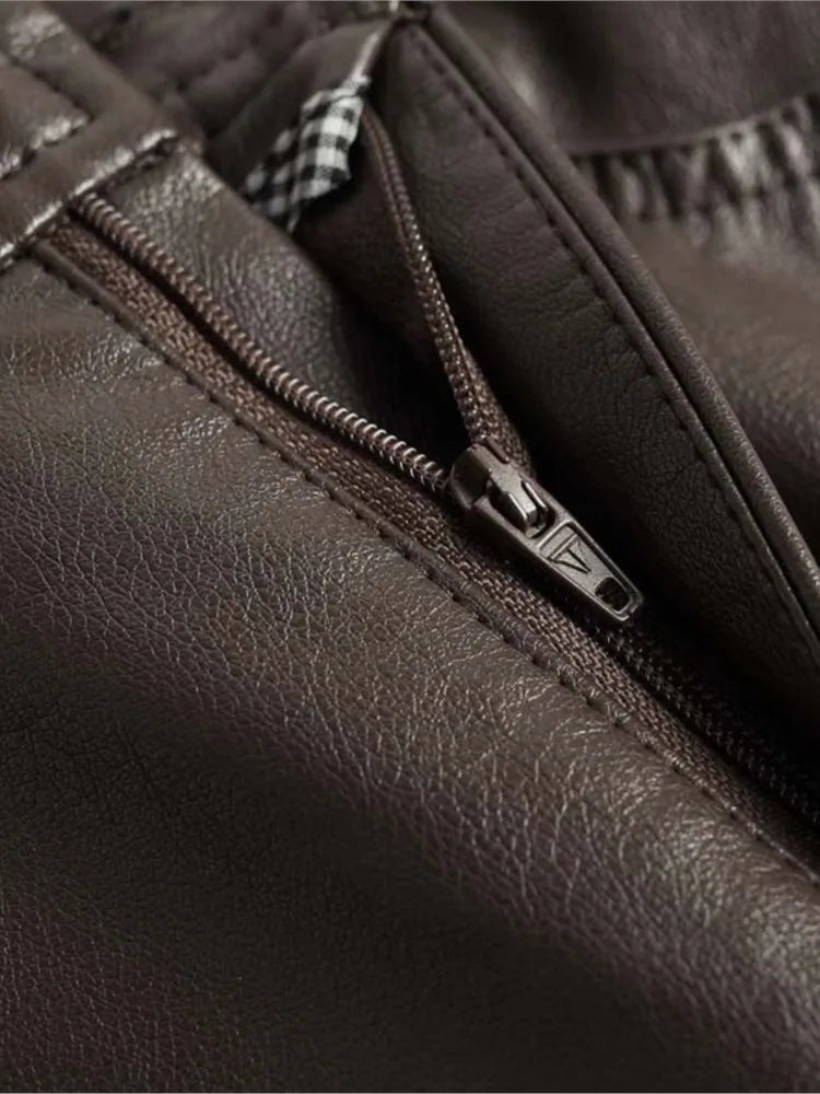 ZUZK Women PU Leather Wed Leg Pants Autumn Winter Fashion Warm Long Leather Pants Elegant LeatherTrousers