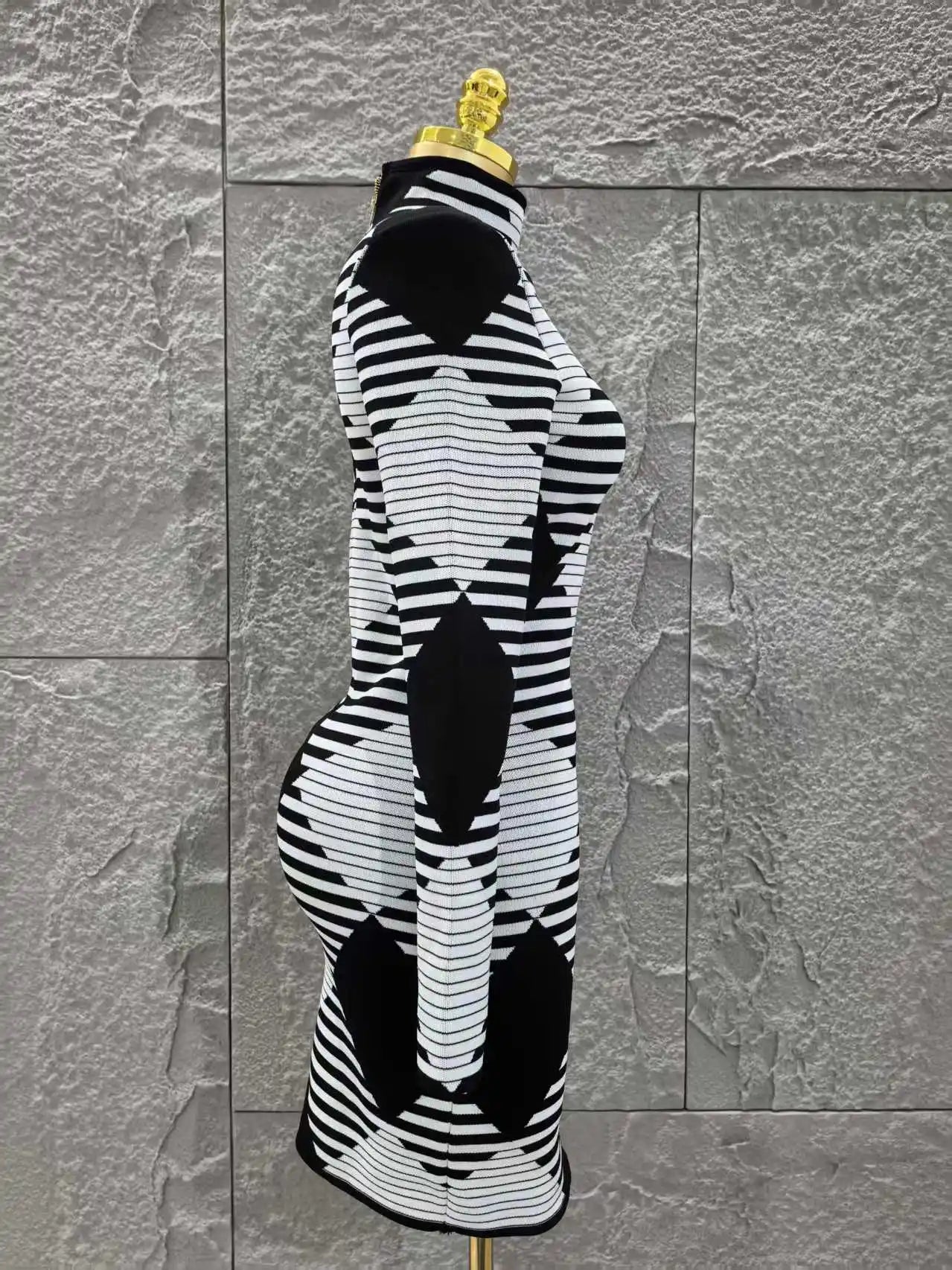 Women Long Sleeve Sexy Plaid Bodycon Mini Bandage Dress Fashion Evening Party Celebrate Office Wear Clothing