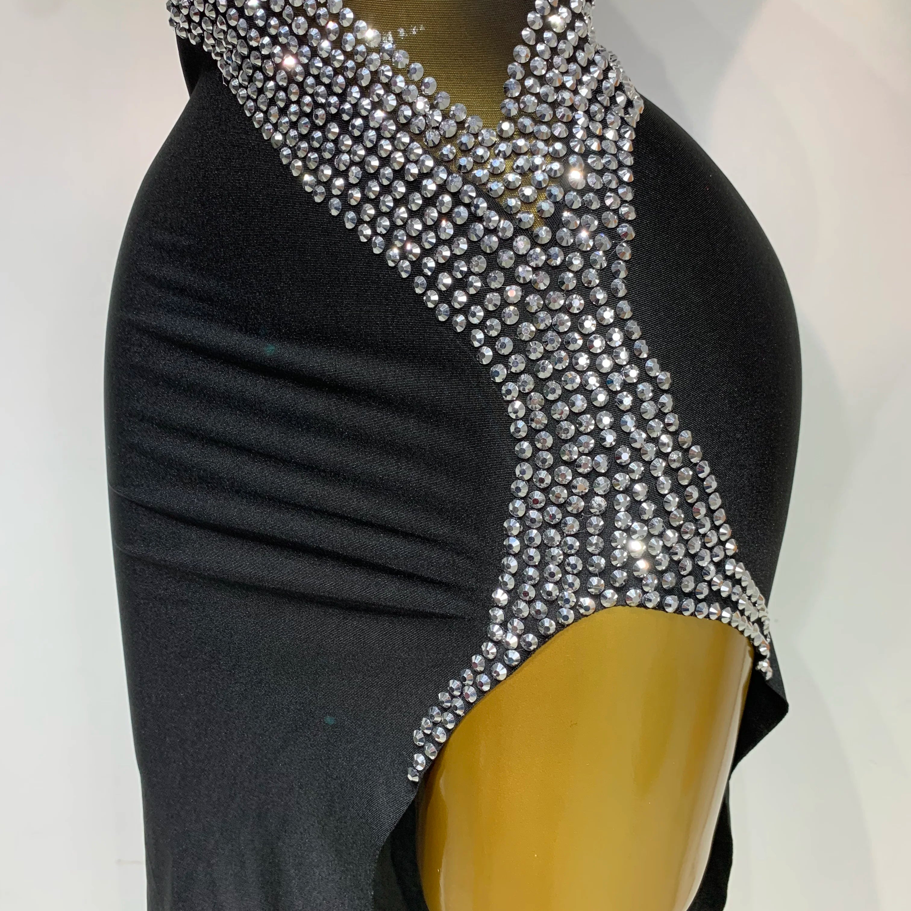 Sparkly Rhinestones Mesh Evening Party Dress Women Sexy Festival Celebrate Dj Nightclub Singer Stage Outfit Birthday Dress