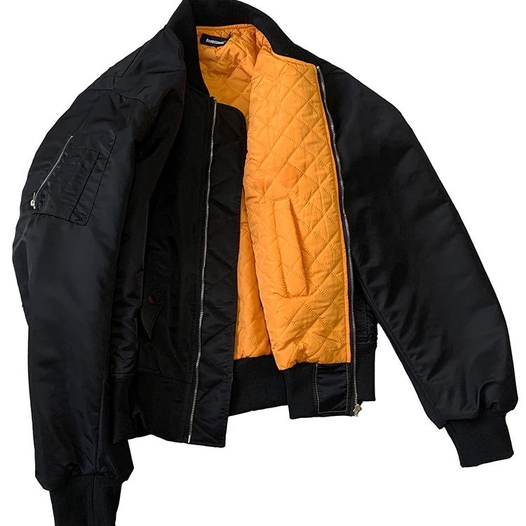 Lautaro Autumn Winter Black Short Warm Bomber Jacket Men with Back Many Zippers Luxury Designer Heavy Industry Emo Clothes 2025