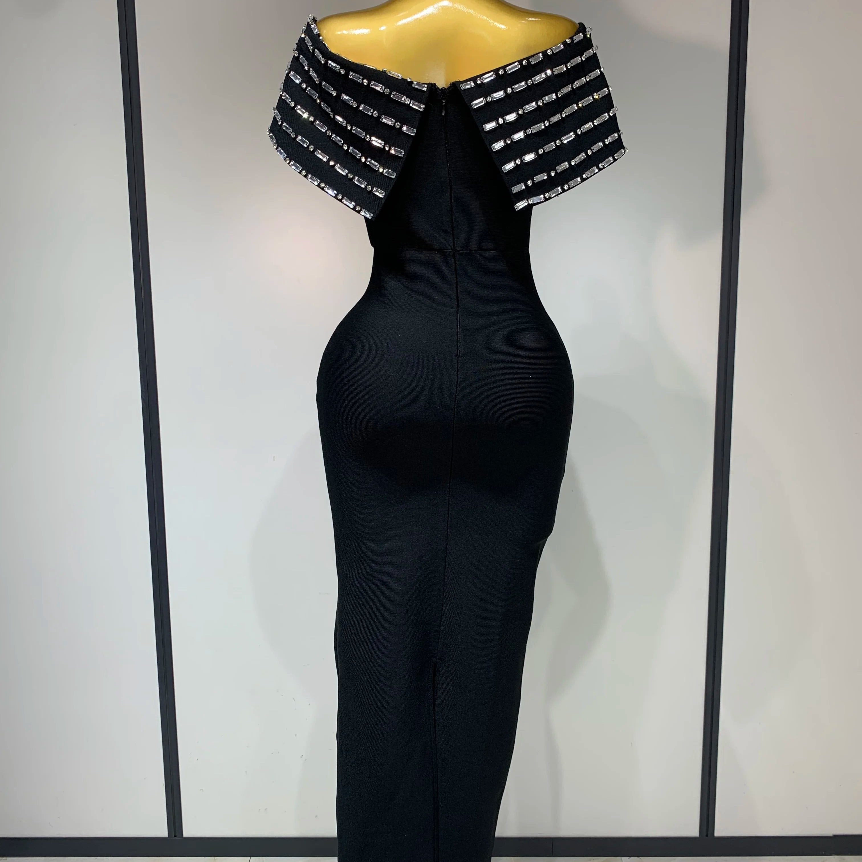 Fashion Sexy Strapless 2025 Black Off-shoulder Bodycon Bandade Dress Celebrity Cocktail Party Luxury Birthday Wedding Dresses