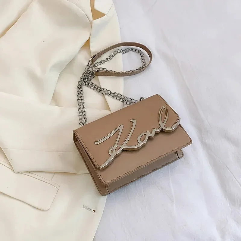 Casual Shoulder Bags PU Leather Crossbody Bags for Women Retro Chain Purses and Handbags Luxury Designer Bags Portable Flap Bag Khaki