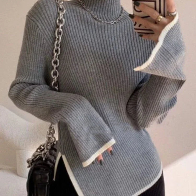 Pullover Women Clothing Knitwears Sweater Long Sleeve Turtleneck Sleeve Slim Clothes Casual Street Wear Women Lap Autumn Winter
