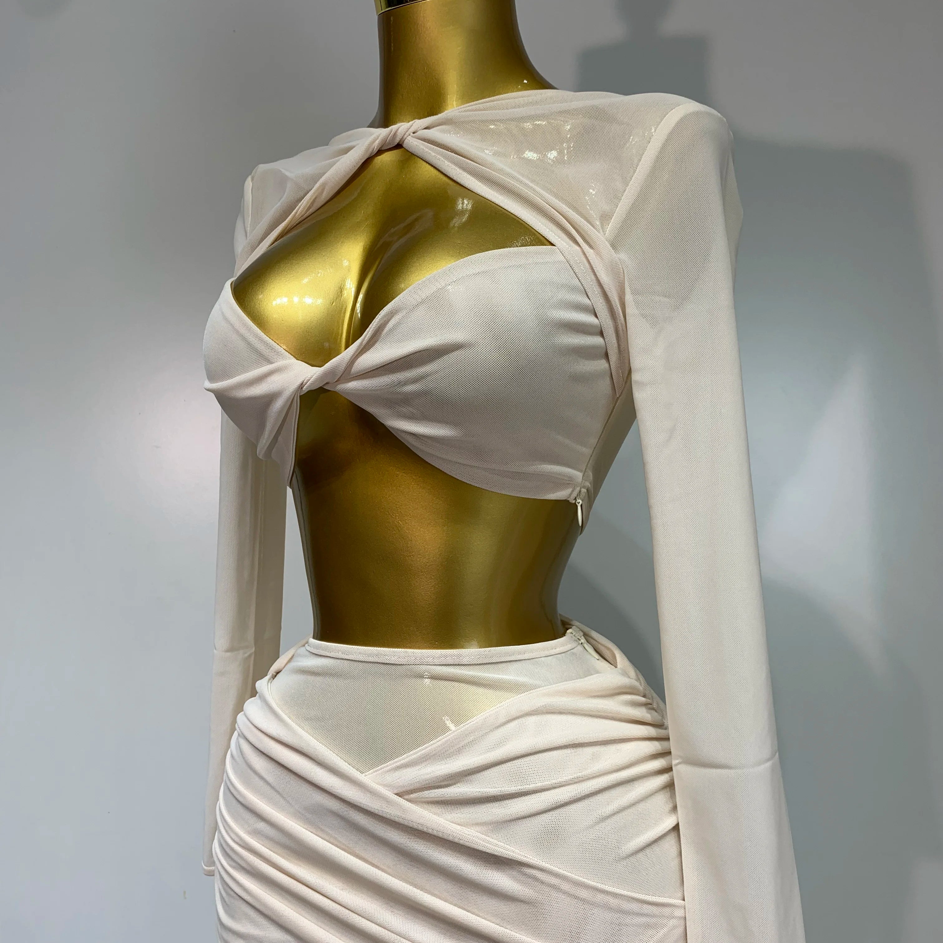 Women Sexy Mesh See Through Long sleeves Pant Sets Elegant Fashion Street Two Piece Set Club Birthday Evening Party Outfit