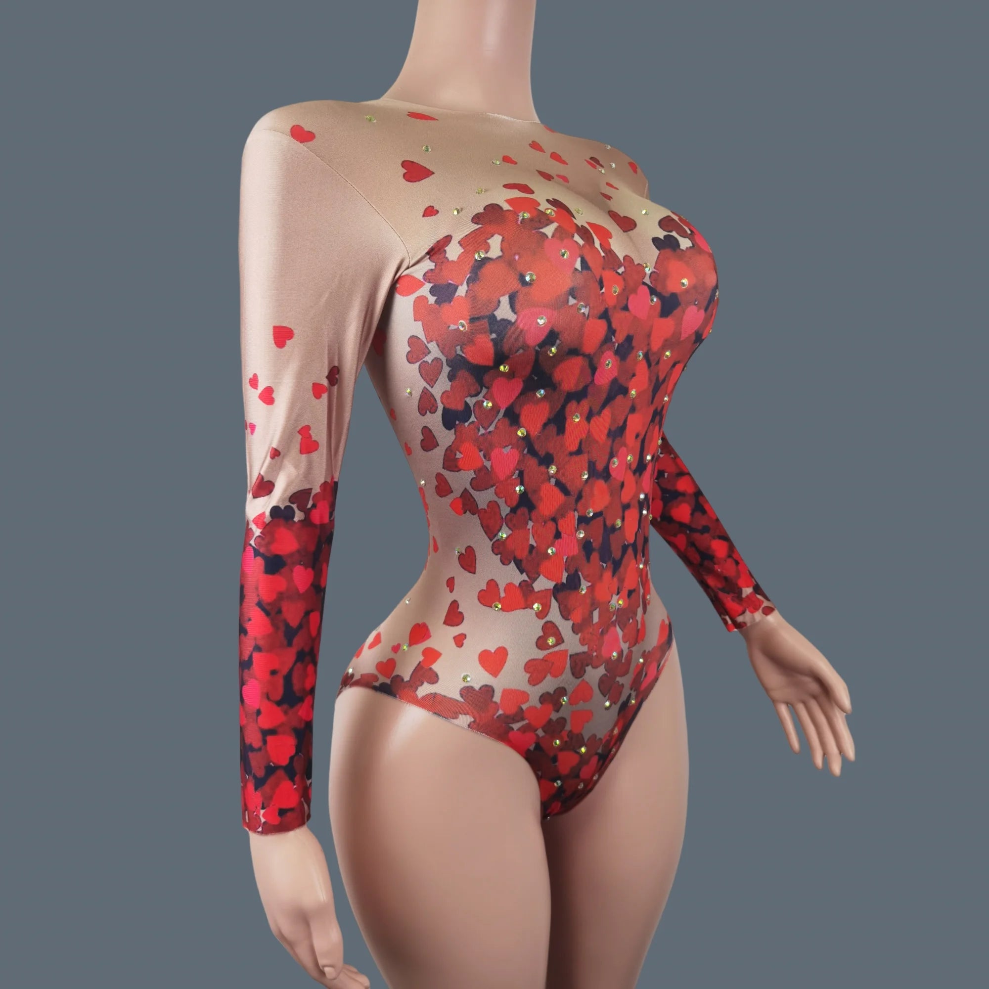 Women Sexy Printing Spandex Elastic Bodysuit Club Stage Performance Dance Costume Showgirl Bodysuit Birthday Party Wear Aiqinhai