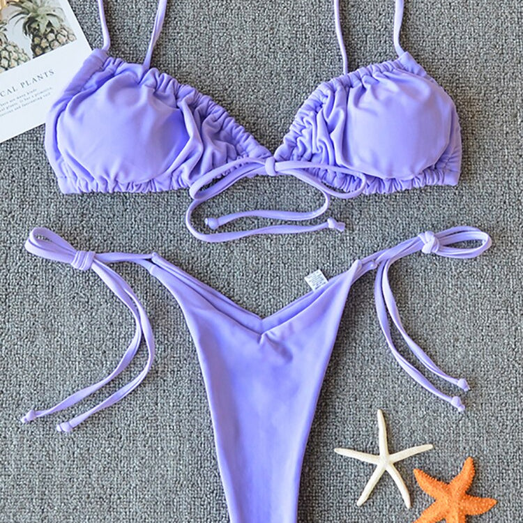 Swimsuit Bandage Bikini Set Swimwear Female Halter Top Brazilian Bathing Suit Bather Biquini