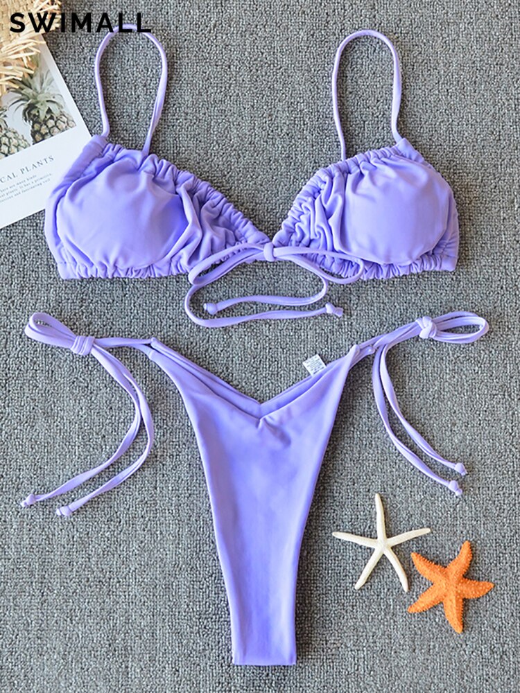 Swimsuit Bandage Bikini Set Swimwear Female Halter Top Brazilian Bathing Suit Bather Biquini