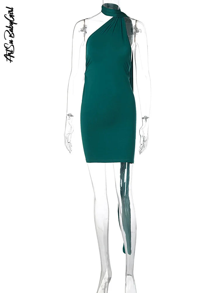 Tassel Backless Dress One Shoulder Mini Dress Hot Pink Bodycon Dress Sleeveless Club Outfits Evening Fashion Sexy Black Dress