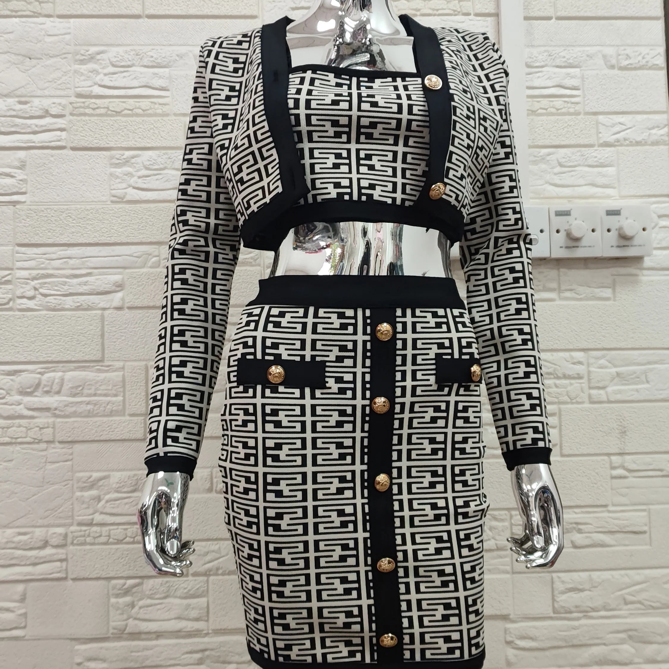 2024 New Autumn Women Long Sleeve Sexy 3 Pieces Bodycon Mini Set Fashion Celebrate Girls' Birthday Party Women's Set