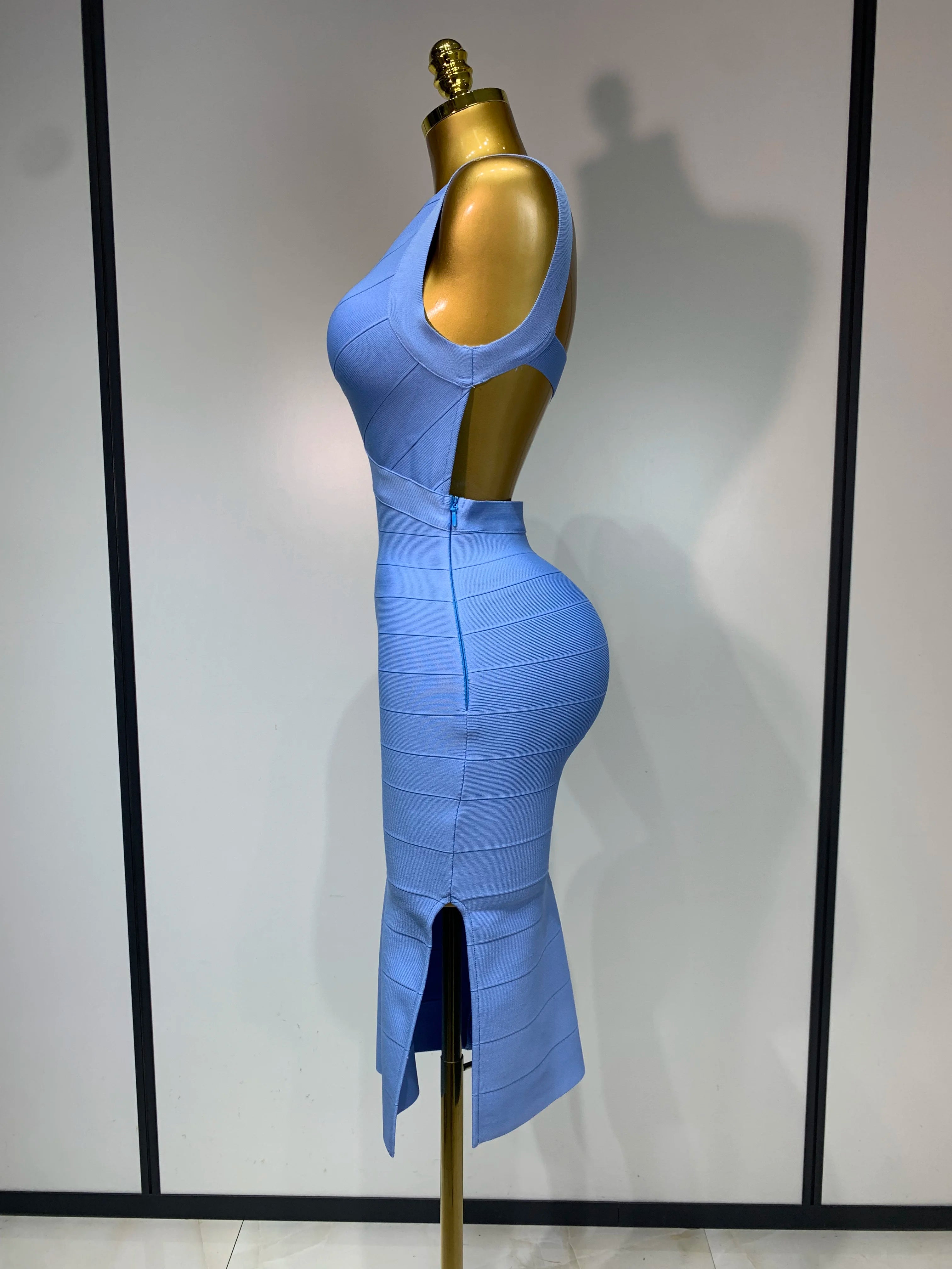 Women Bodycon Bandage Dress One Shoulder Sleeveless Sexy Backless Dress Cocktail Evening Party Vestidos Luxury Birthday Dresses