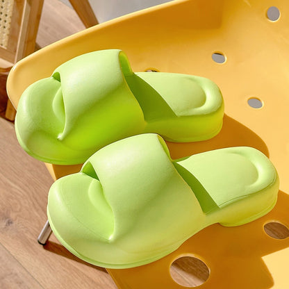 Women Indoor Street Bread Slippers Summer Platform Shoes For Female Thick Sole Solid Color Ladies Fashion Slides Girls Sandals