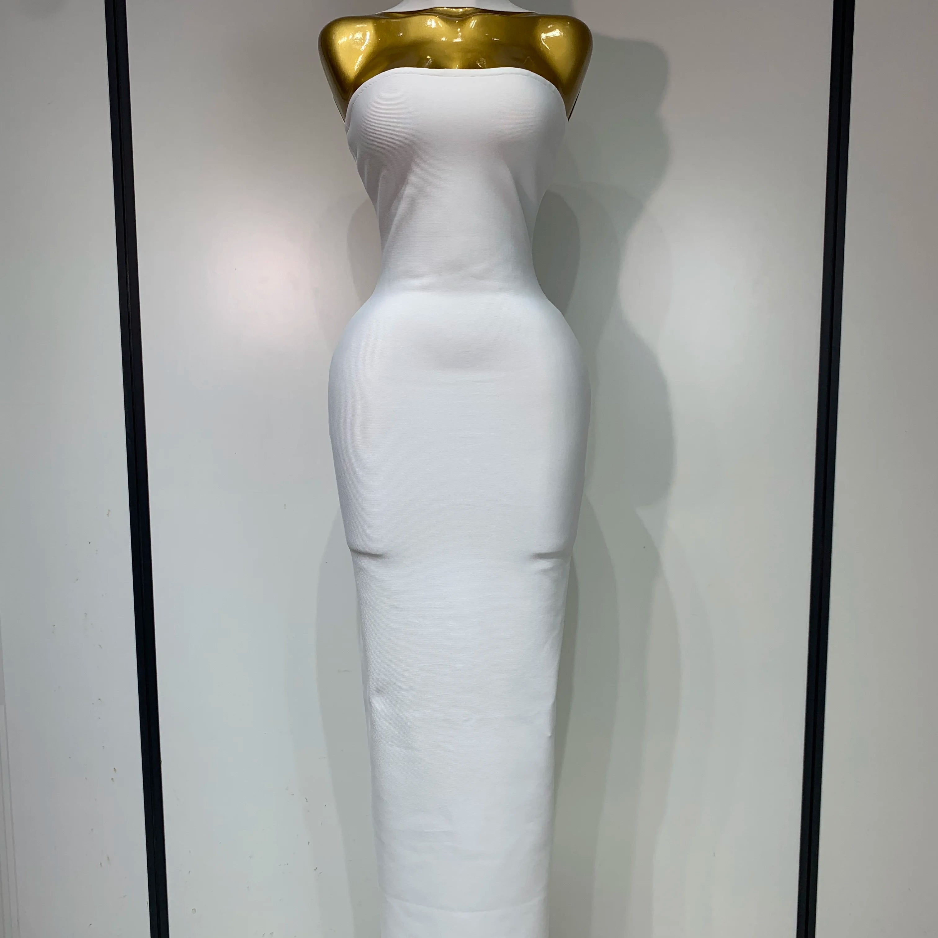 Women Sexy Backless Bodycon Bandage Dress Sleeveless Maxi Long Elegant Dresses 2025 Luxury Birthday Dress Club Party Outfit WHITE