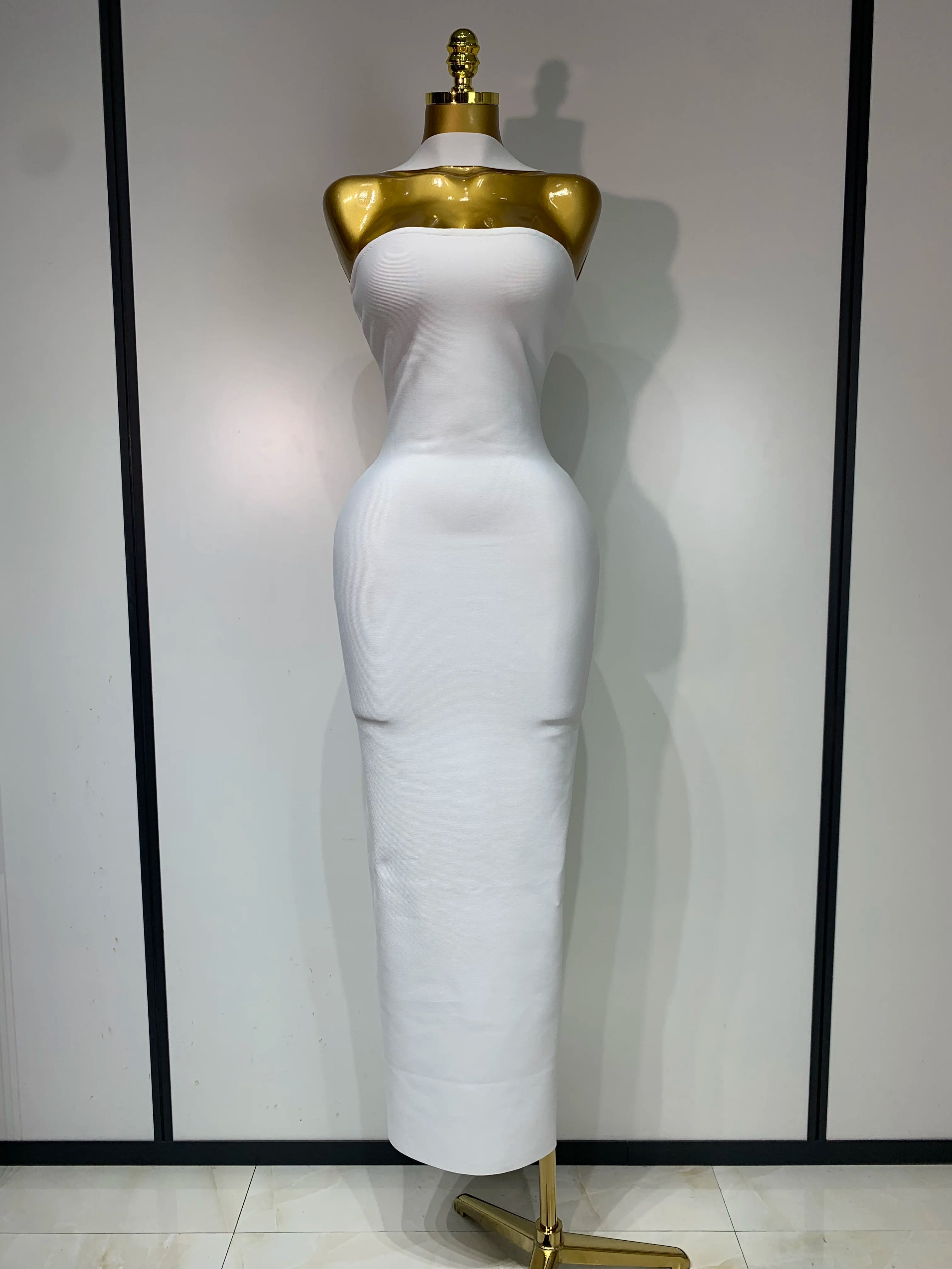 Women Sexy Backless Bodycon Bandage Dress Sleeveless Maxi Long Elegant Dresses 2025 Luxury Birthday Dress Club Party Outfit WHITE