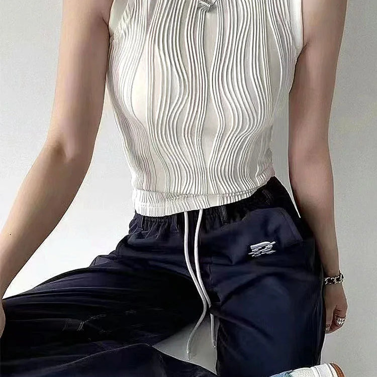 Summer Chic Knitted Vest for Women Fashion Summer Elastic Slim White Tank Top Female Basic Sleeveless Top Women's Clothing