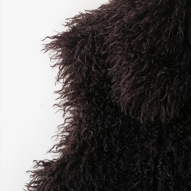 TFMLN New Fur Vest For Women Solid Color Sleeveless Waistcoat Jacket Long Faux Fur Winter Thick Fur Fashion Lady Vest Coat