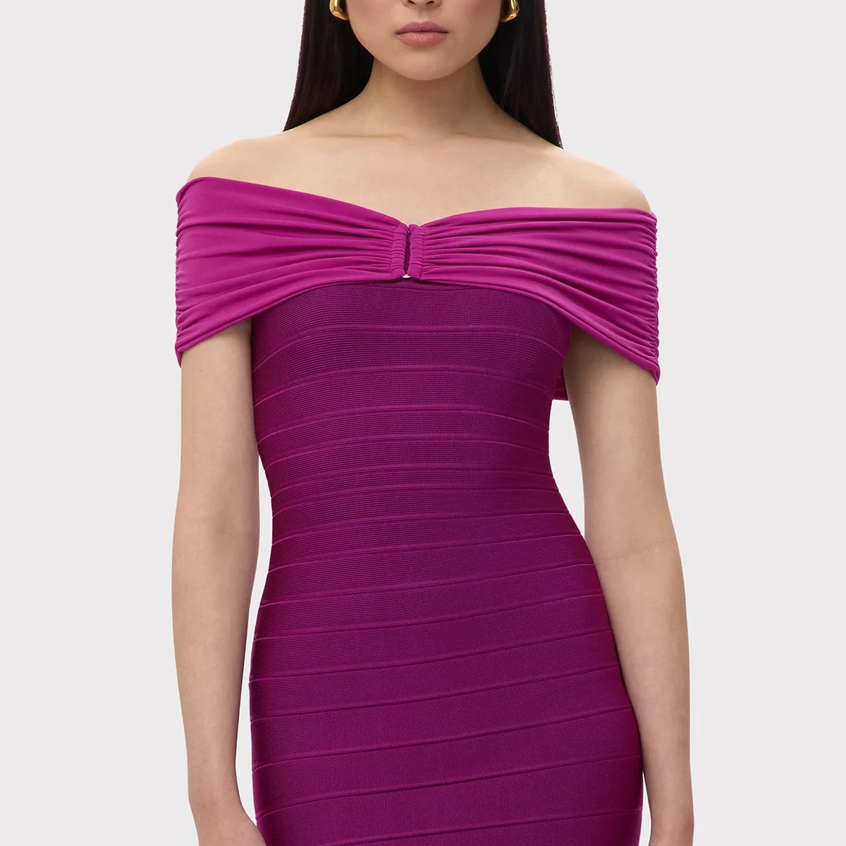 Black Purple Women Sexy Slash Neck Off the Shoulder Bodycon Mini Bandage Dress Evening Party Celebrate Birthday Outfit Fuchsia