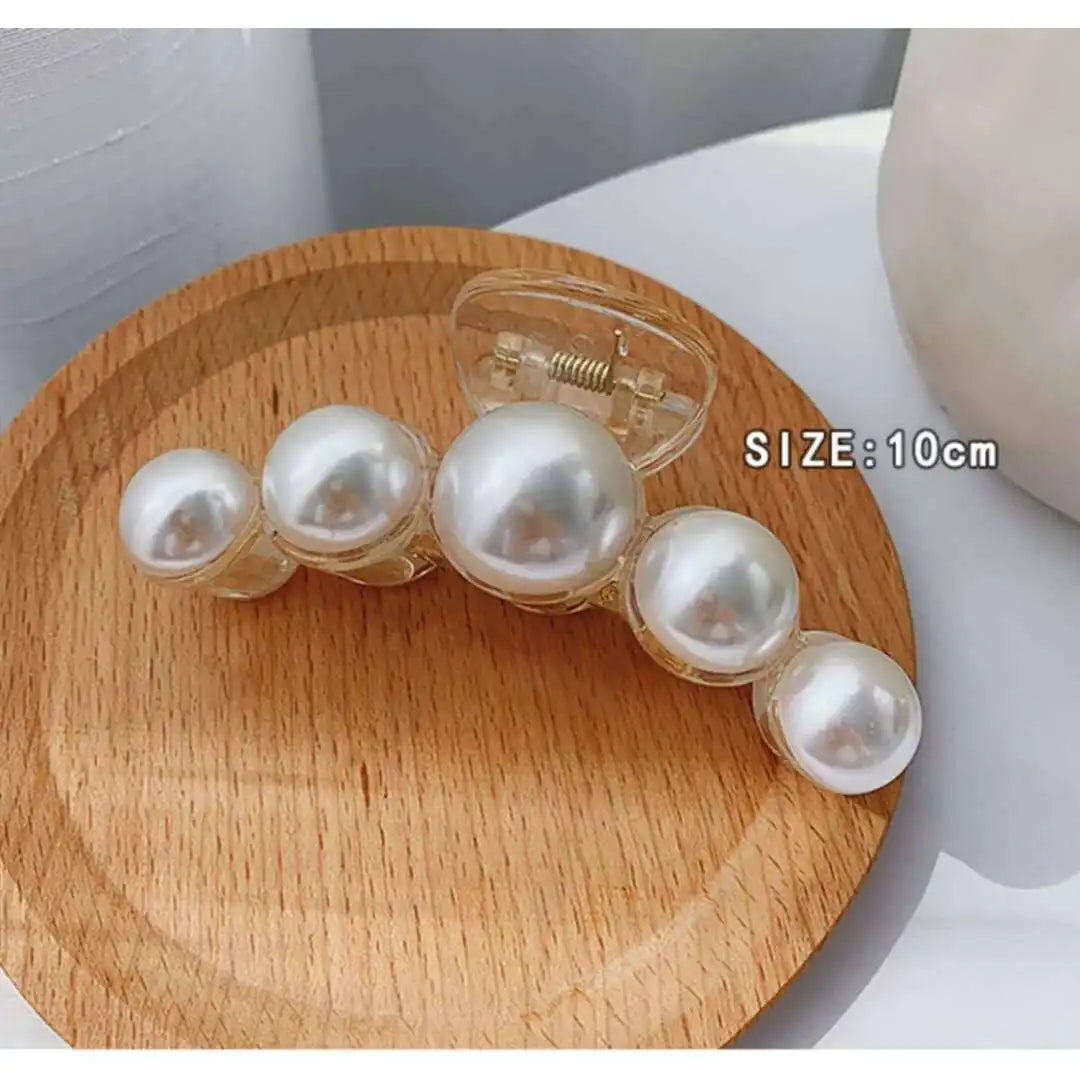 Back of head large pearl hairpin hair grab Korean version of shark clip metal pan hair grab clip simple headdress hairpin female 80