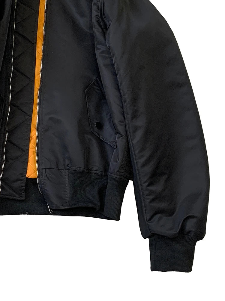 Lautaro Autumn Winter Black Short Warm Bomber Jacket Men with Back Many Zippers Luxury Designer Heavy Industry Emo Clothes 2025