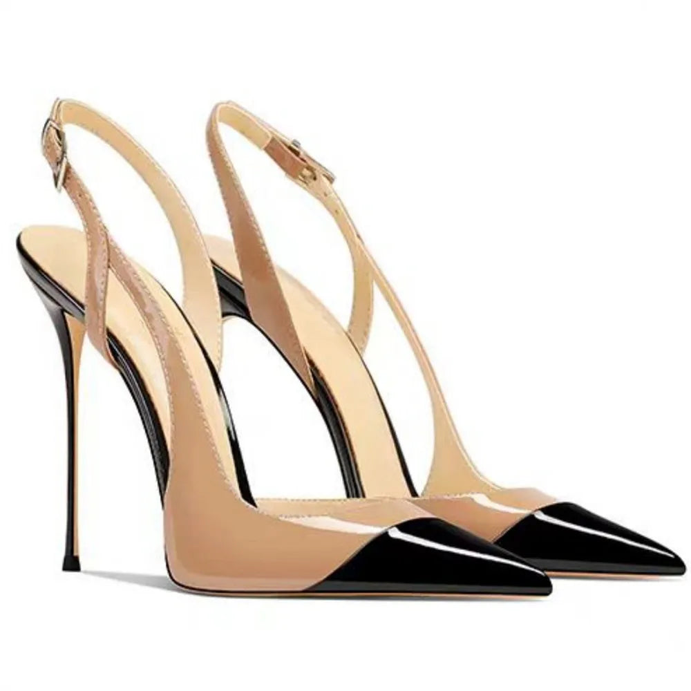 Summer Women High Heeled Shoes for Woman's Pointed Toe Ankle Thin Heels Mixed Colors Pumps Sexy Lady Patent Leather Party Shoes