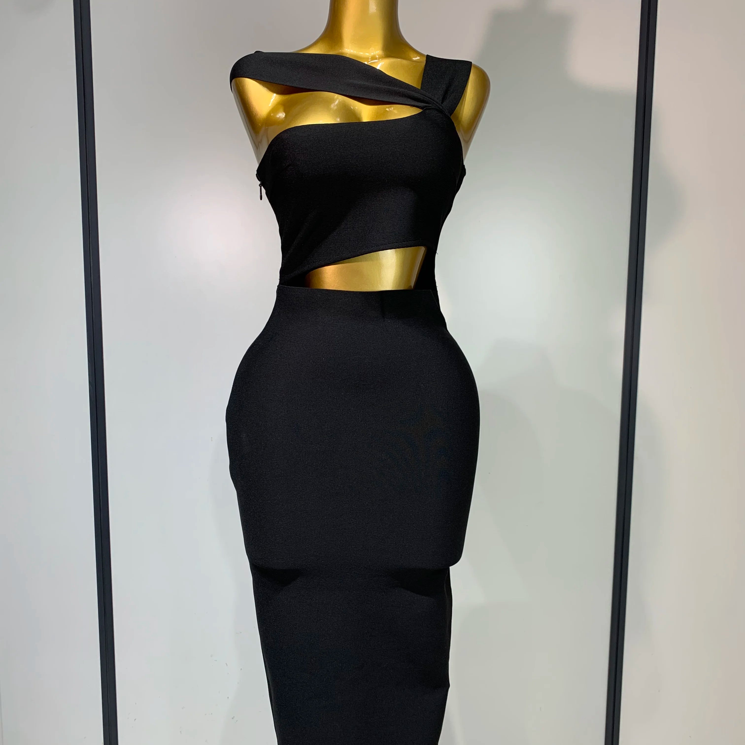 Bandage Dresses for Women 2025 Black Bodycon Dress Evening Party Celebirty Elegant Sexy Cut Out Midi Birthday Club Dresses black