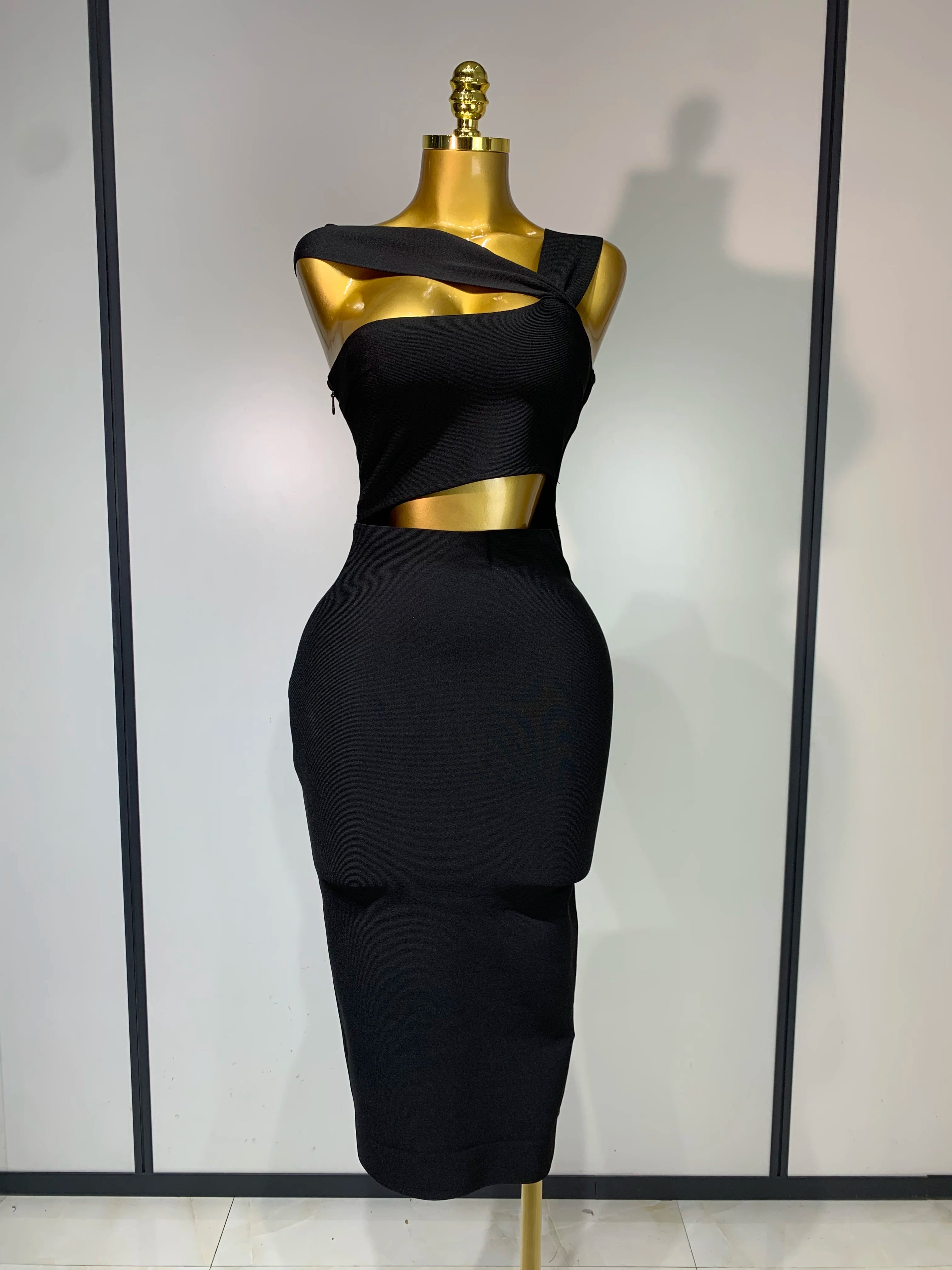 Bandage Dresses for Women 2025 Black Bodycon Dress Evening Party Celebirty Elegant Sexy Cut Out Midi Birthday Club Dresses black